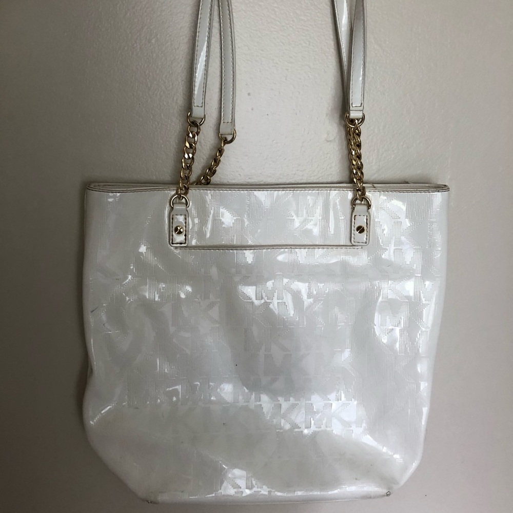 White Michael kors tote handbag